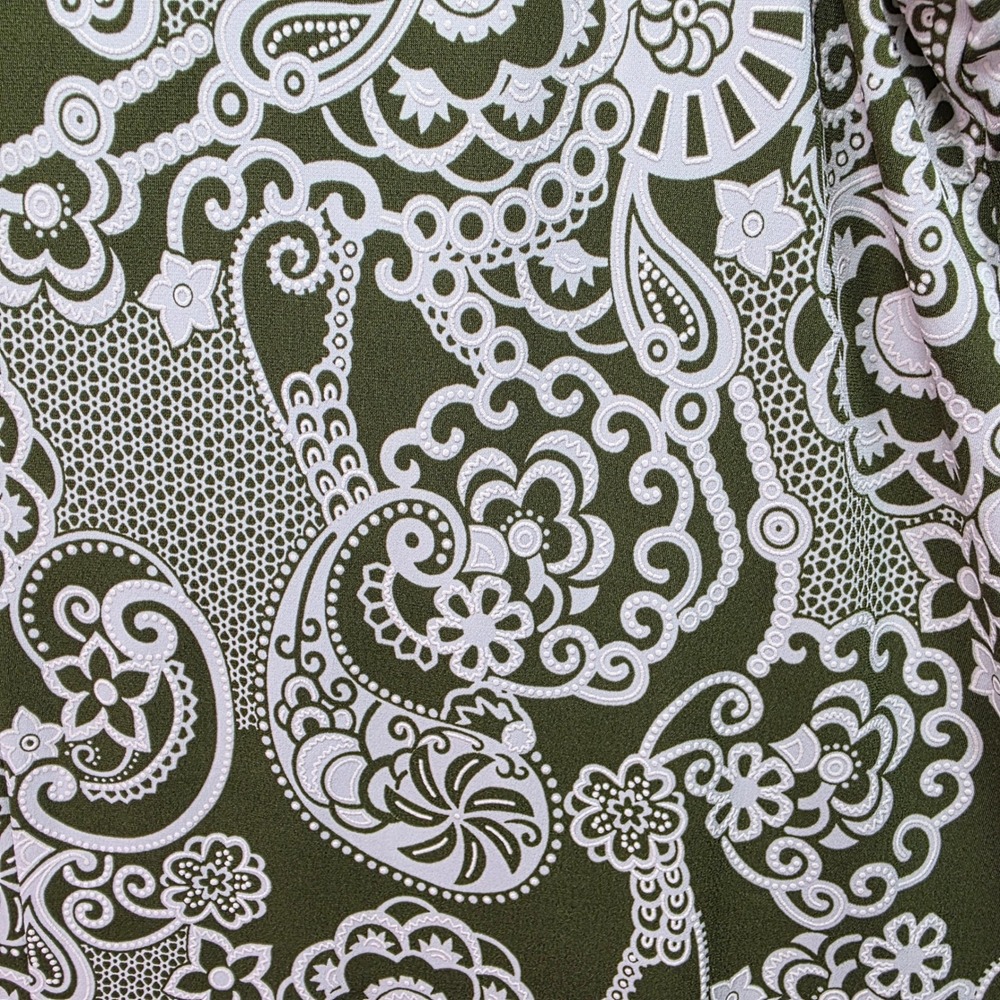 SJS Tank Top Womens 2X Green Paisley Lattice Vneck Sharkbite Hem USA Textured - Picture 4 of 9